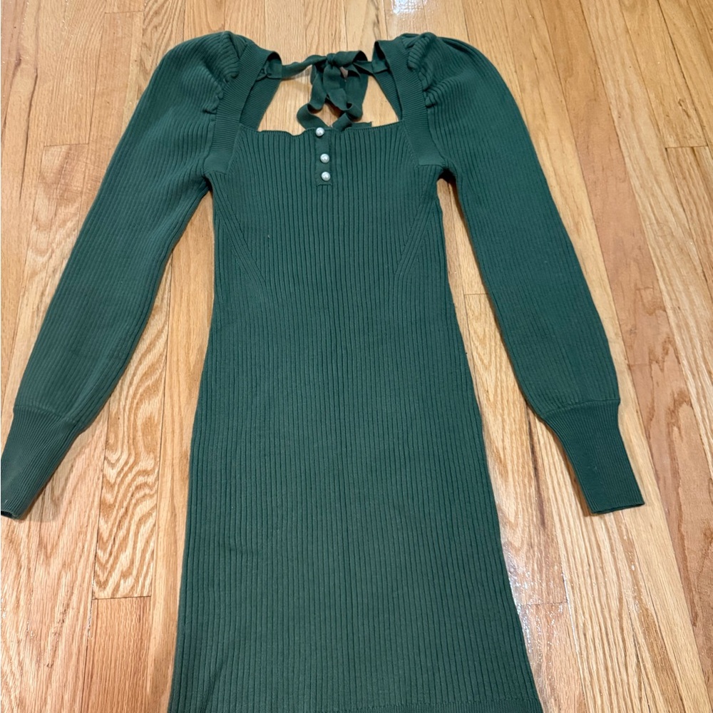 Leyden Green Long Sleeve Knit Dress